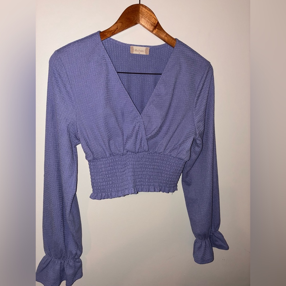 Altar’d State Lavender‑Purple Long‑Sleeve Crop Top – Medium – Like New